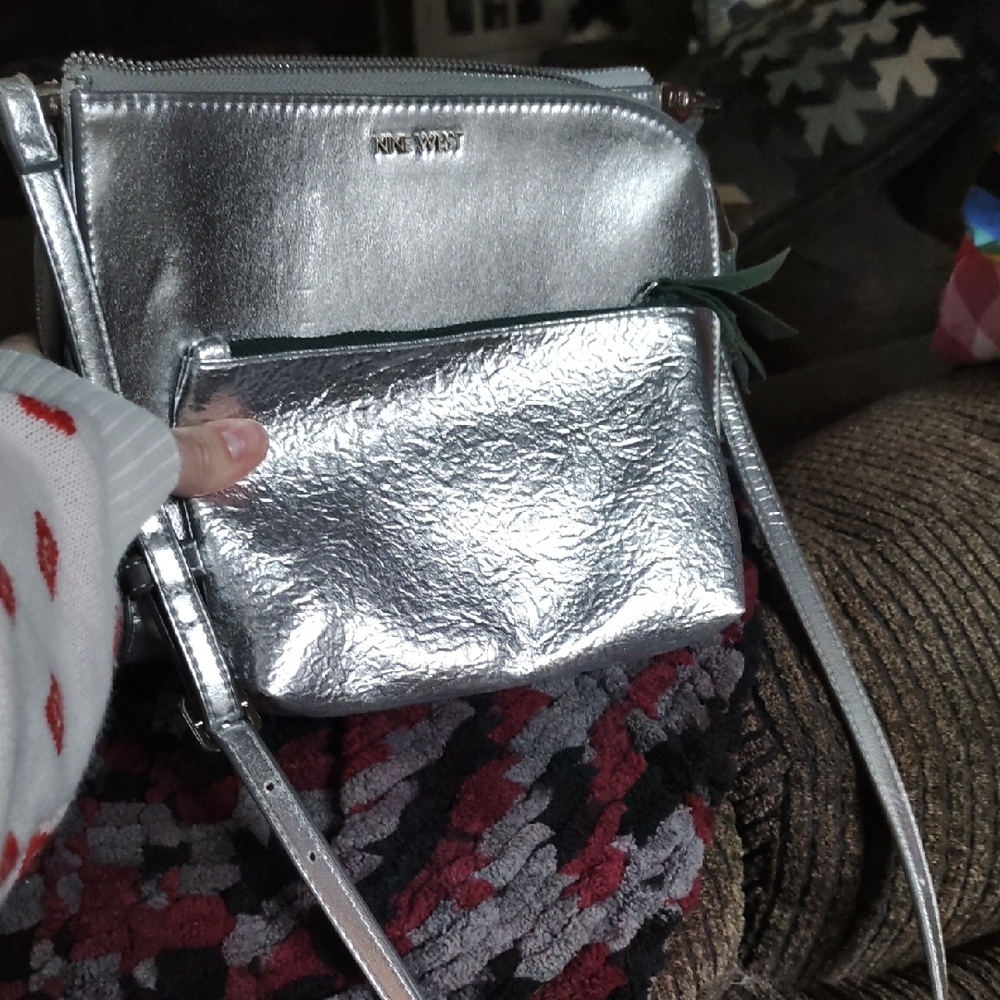 Nine West Metallic Silver Crossbody Bag